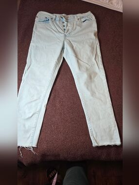 Levi's Wedgie Skinny Crop Jeans In Aqua Blue Acid Wash Size 31x26 Very Cute